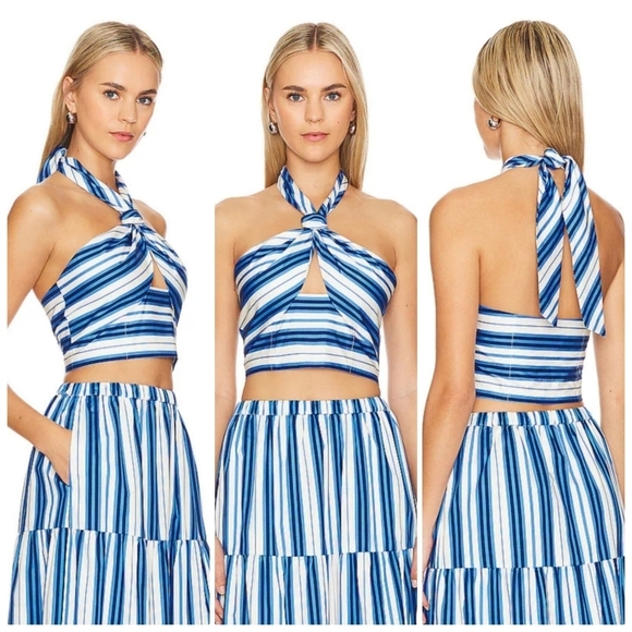 New Solid & Striped The Naomi Top & The Addison Skirt Set Marina Blue NWT Large - Picture 4 of 10